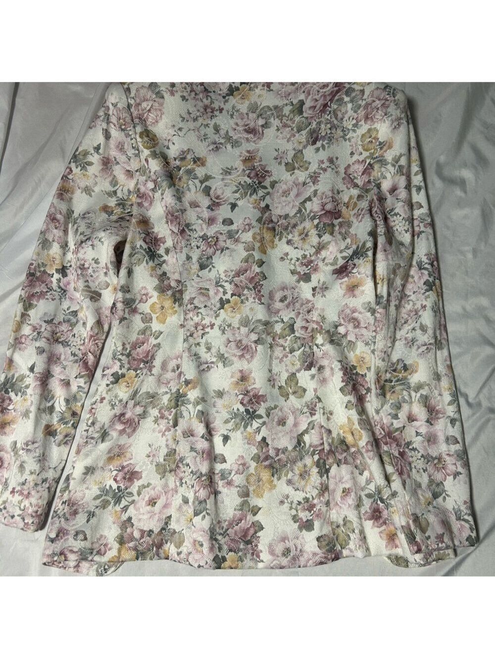 Scott McClintock Vintage 80s Ivory Brocade Skirt Suit Size 8 Petite Pearl Lace - Picture 12 of 16